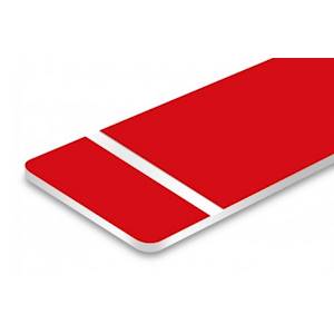 Matière bi-couche + double face 467 au dos : fond rouge texte blanc, résistante aux UV, parfaitement adaptée pour la signalétique intérieure ou extérieure, la réalisation de badges, la signalétique de sécurité...